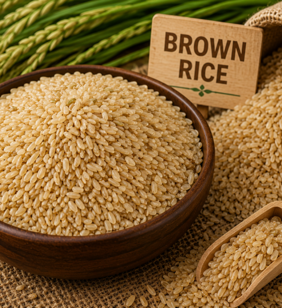 Nutritious whole-grain brown rice rich in natural fiber, carefully processed to maintain purity, freshness, and premium export quality.