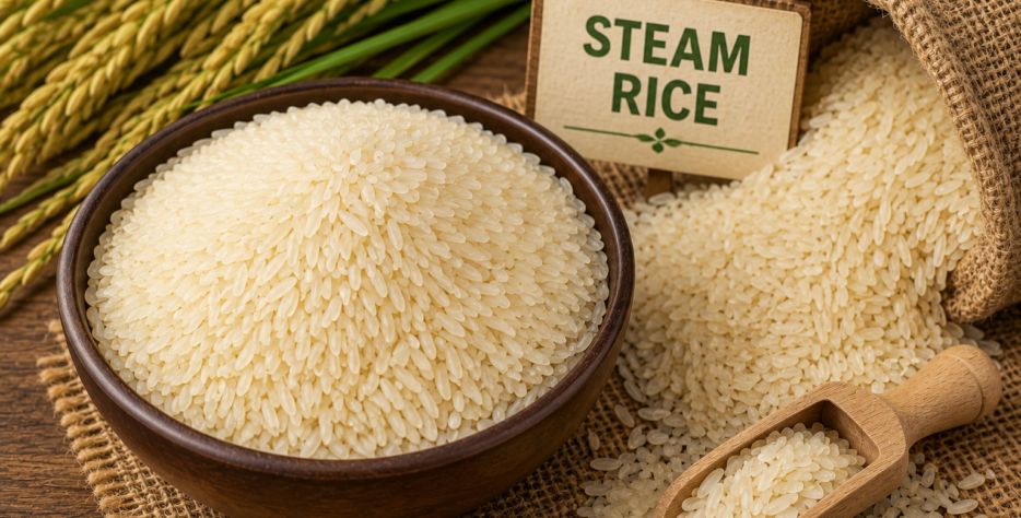 Premium steam rice processed to retain nutrition, freshness, and natural grain quality.