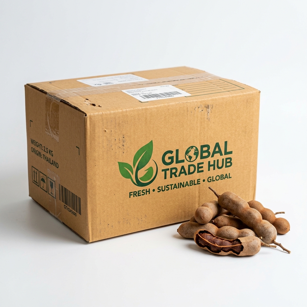 Branded shipping box with fresh tamarind pods